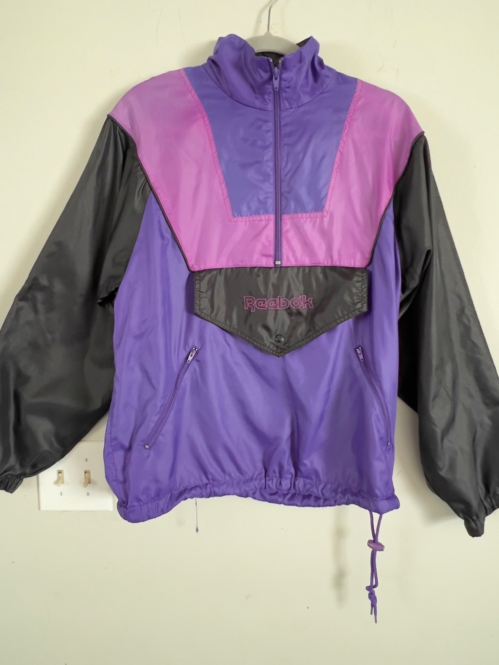 Reebok Purple & Pink Colorblock Windbreaker with Black Sleeves